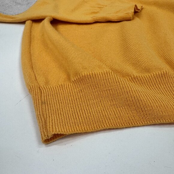 Men’s Mustard V-Neck Sweater with Suede Elbow Patches - Picture 4 of 11